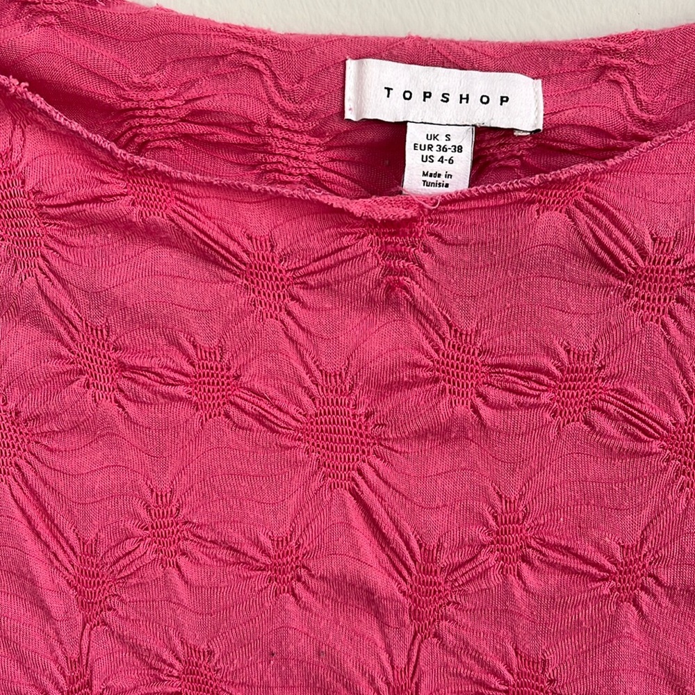 Top Shop Short Sleeve Hot Pink Top Size S